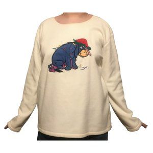 Disney LS Shirt Women's XL Eeyore Soft Fleece Applique Christmas Embroidery